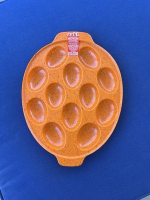 Zak! Designs Melamine Deviled Egg Platter 12'' Orange Speckled Holds 12