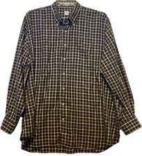 Peter Millar Mens 2XL Brown Gingham Check Long Sleeve Button Down Shirt Cotton