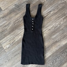 Meshki Women's Black with Rhinestone Buttons Mini Bodycon Dress Size Medium