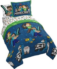 Minecraft Bad Night Ensemble complet de couette et simulacre - Literie pour enfants super douce fea...