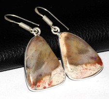 Classy Ocean Jasper 925 Silver Plated Earrings 1.8" Elegant Gift JW