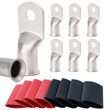 8pcs 4/0 Awg-3/8 Ring Marine Grade Copper Wire Lugs,with 3:1 Heat Shrink Tubi...