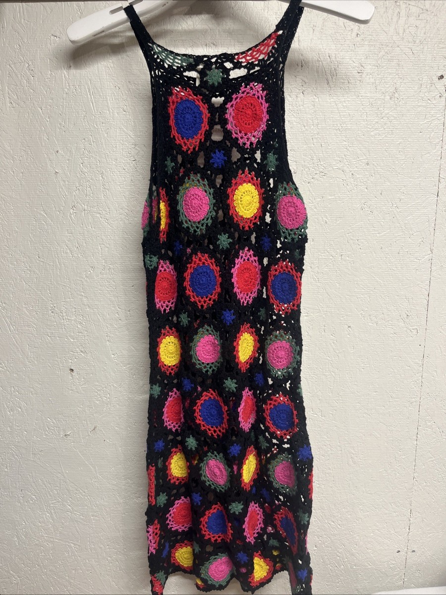 H&M Coachella Dress Size 6 Crochet Festival Knit Colorful Boho Whimsy H&M Coachella Dress Size 6 Crochet Festival Knit Colorful Boho Whimsy