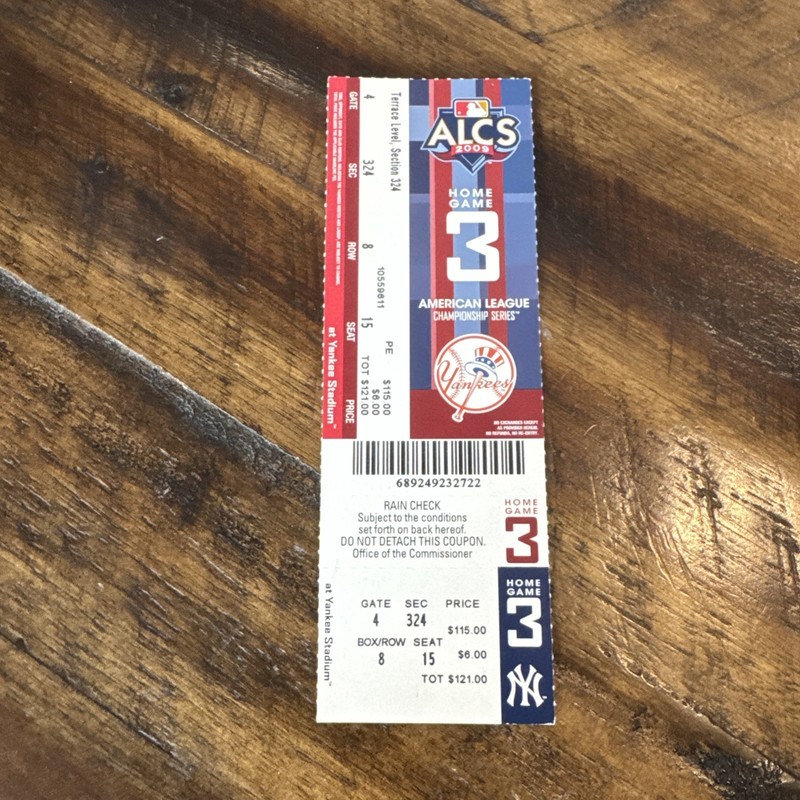 2009 ALCS Game 6 - Ticket Stub Home Game #3 - NY Yankees vs Angels - CLINCH