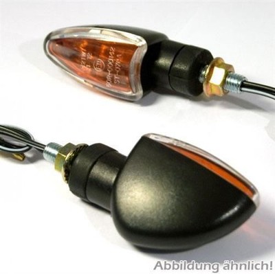 Mini Blinker ARROW schwarz lang klares Glas gelber Innenreflektor E geprüft M8 2