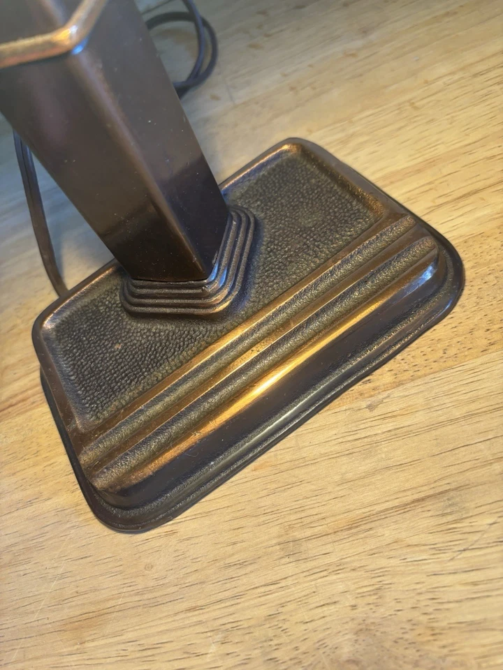 1930s 20s Brass Bankers Desk Lamp Antique Rare Art Deco Original Working - NR - Image 4 of 4