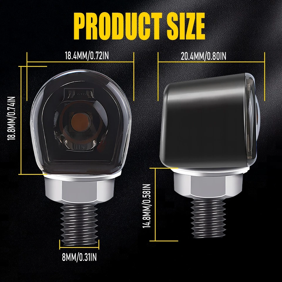 Señales de giro luces intermitentes indicador universal ámbar motocicleta LED mini EE. UU. Foto 4 de 4
