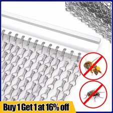 210cm x 90cm Aluminium Door Fly Screen Metal Chain Curtain Insect Pest Blinds