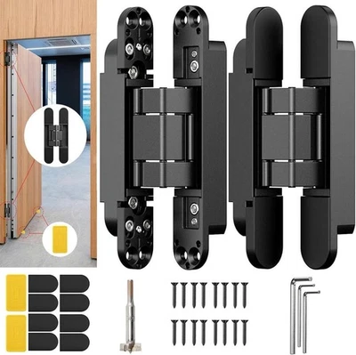 6" Hidden Door Hinge/Invisible Door Silent 180 Degree Swing Hinge 3-Way - Image 1 of 2