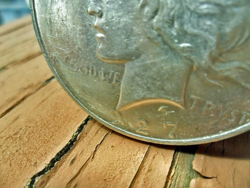 Dólar de la Paz 1927 UNC Semi Clave Fecha Die Break Error Moneda Bearly Ver el #1 Foto 4 de 4