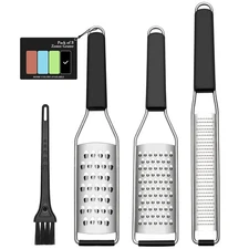 Heavy Duty Zester Grater, 3-Piece Stainless Steel for Kitchen Use, Black