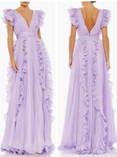 Mac Duggal Pleated Ruffle Cap Sleeve Chiffon ...