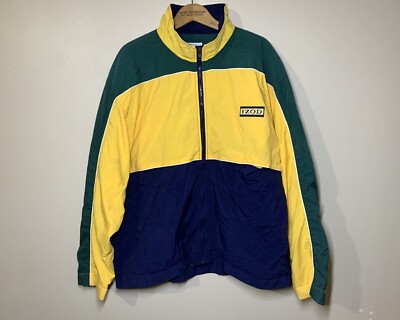 Vintage IZOD Lacoste Jacket Men's Medium Color Block Full Zip Long - Main Image