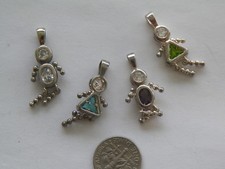 STERLING SILVER BIRTH STONE BOY/GIRL CHARM/PENDANT 1 1/4''