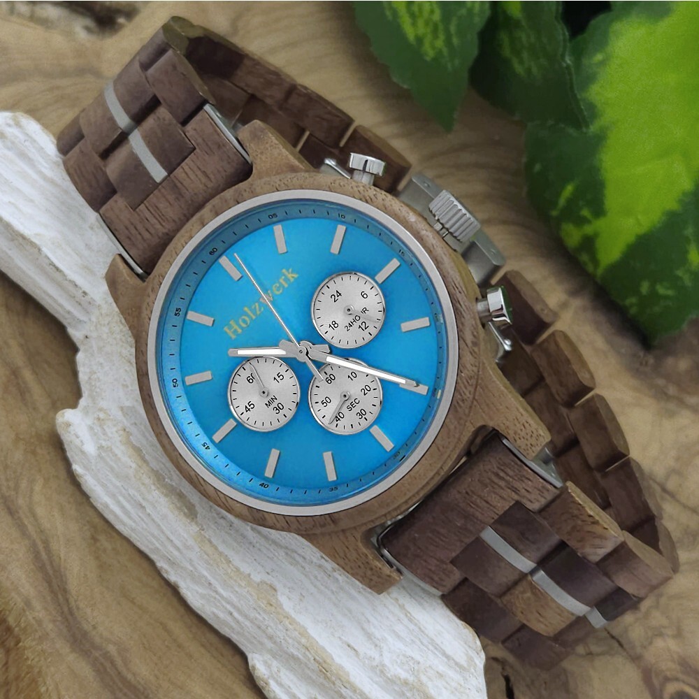 Holzwerk SOLTAU Herren Holz Armband Uhr Chronograph, braun - Main Image