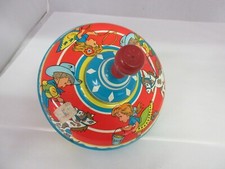VINTAGE OHIO ART SPINNING TOP METAL CHILDRENS TOY COWBOYS 256-D