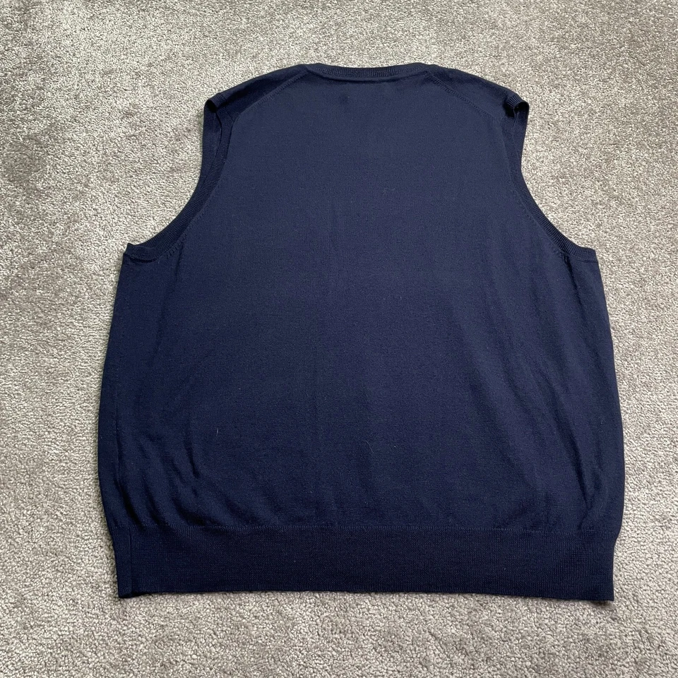 Chaleco Suéter Negro Marrón 1826 Lana Merino Para Hombre Azul Sin Mangas Cuello en V Clásico Foto 2 de 4