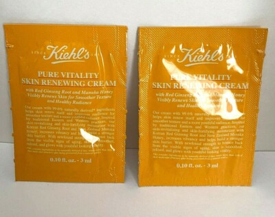 2 x KIehl's  Pure Vitality Skin Renewing Cream 0.1 oz / 3 ml Each