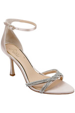 Jewel Badgley Mischka Vani Glitter Straps Stiletto Heels Champagne