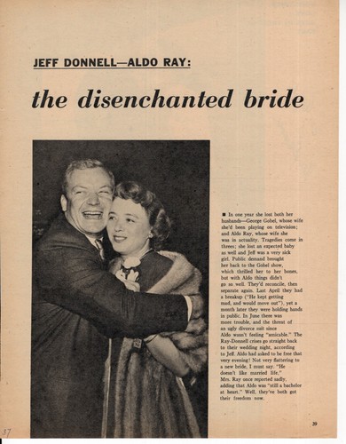 Aldo Ray Jeff Donnell Magazine Photo Clipping 1 page C1881