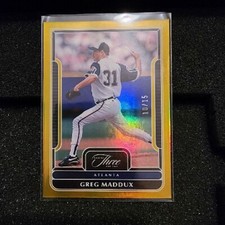 2022 Panini Three and Two gold Holo card # 10/15 Greg Maddux HOF