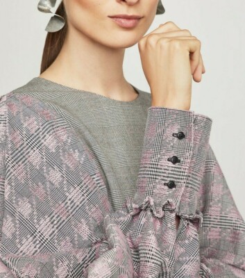 BCBG MAXAZRIA★Soft Satin Drape Houndstooth Print Dress BC6 $298 NWT BCBGMAXAZRIA SzM BALLON LONG SLEEVE SHIFT DRESS