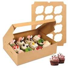 20 Sets Cupcake Boxes 12 Count Cupcake Containers with Window for Birthday Ho...