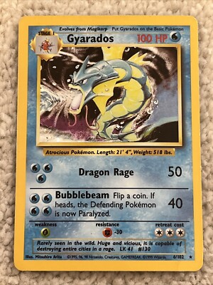 holo gyarados pokemon card Pokémon TCG Gyarados Base Set 6/102 Holo Unlimited Holo Rare