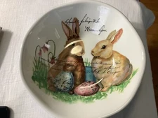 Effetti  d’ Arte Made In Italy Bunnies Easter Large Bowl 12 1/4 Dia 3 3/4 High