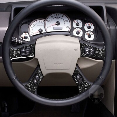 4x Yellow Carbon Fiber Steering Wheel Button Covers For Hummer H2 2003-2007 – Glossy, Self-Adhesive