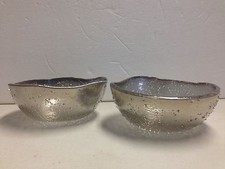 New Set of 2 Glass Bowls with Silver Hand Made by Glass Artist in Italy 4.5"