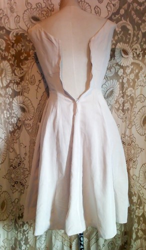 VTG 1950s Cocktail Dress Faille Fit To Flair w/ Full Circle Skirt Beaded Top XXS - Picture 10 of 15