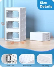 Himix 24 QT Storage Bins COLLAPSIBLE  Lids 3-Tier Stackable Plastic Closet 