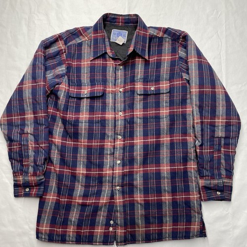American Hero Men’s Quilted Flannel Large Blue Red Plaid - Picture 2 of 7