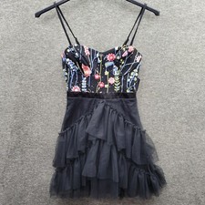 City Studio Dress Junior  s 1 Black Embroidered Tulle Fit  Flare Prom NWT