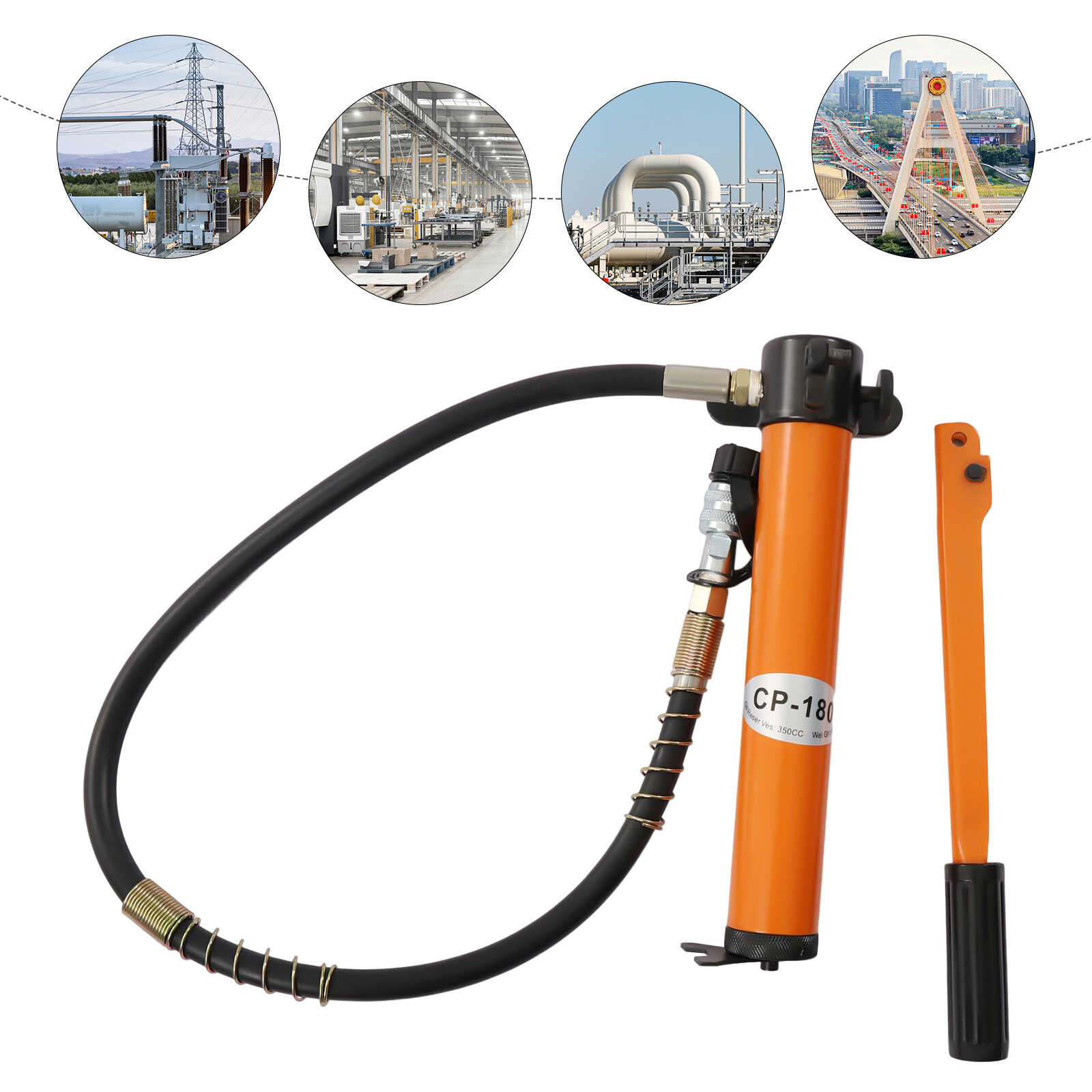 CP-180 Manual Hydraulic Hand Pump with 1m High-pressure Oil Pipe 70Mpa