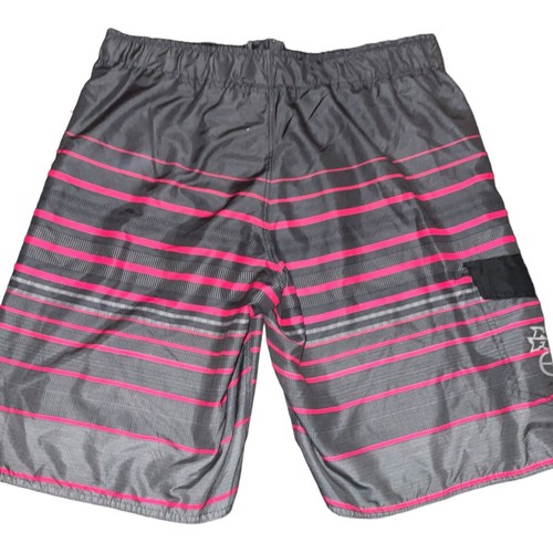 No Fear Swim Trunks Large Black And Gray With Pink Stripes Shorts - Picture 2 of 14