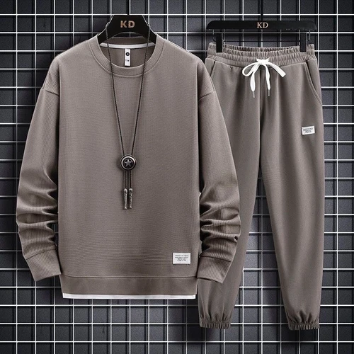 Conjunto de sudadera deportiva informal pantalón suéter para hombre 2 piezas terciopelo chándal - Imagen 3 de 29