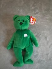 TY Beanie Baby Erin The Bear 1997 With Tag Emerald Green Luck Clover Irish vtg