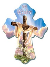 WALL CROSS-HE IS RISEN 6" X 8" 