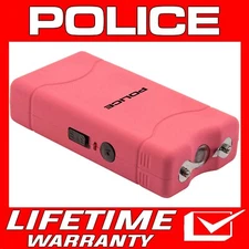 POLICE Mini Stun Gun 800 Rechargeable LED Flashlight for Self Defense Pink