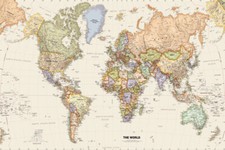 5X3FT LARGE MAP OF THE WORLD WALL MAP POSTER DECOR CANVAS PRINTS WALL ART