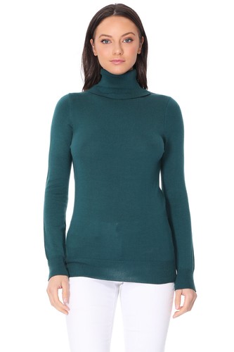YEMAK Damen klassischer Langarm Rollkragen Pullover Sweater MK3349 (S-L) - Bild 13 von 21