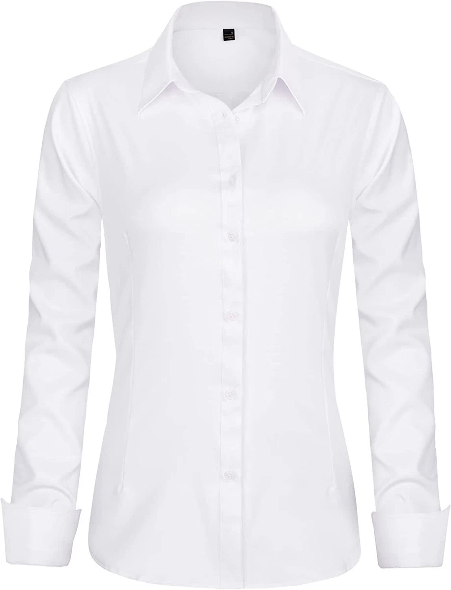 J.Ver Womens Dress Shirts Long Sleeve Button Down Shirts Wrinkle Free Solid Work