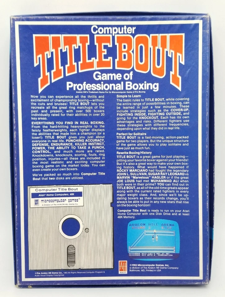 1983 Microcomputer Games Computer TITLE BOUT Game Professional Boxing Atari PC - Image 4 of 4