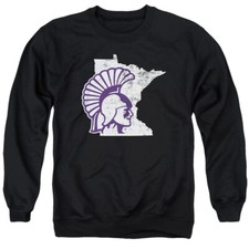 Winona State Adult Crewneck Sweatshirt State Shape, Black, S-3XL