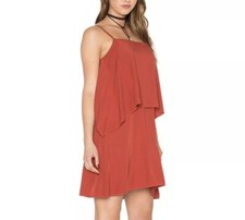 Splendid Medium Tank Dress Brick Red Overlay Sleeveless A Line Rayon NWT $138