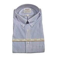 Roundtree Yorke Gold Label Mens Shirt Size 17 34 Blue Purple Full Fit Poplin 60