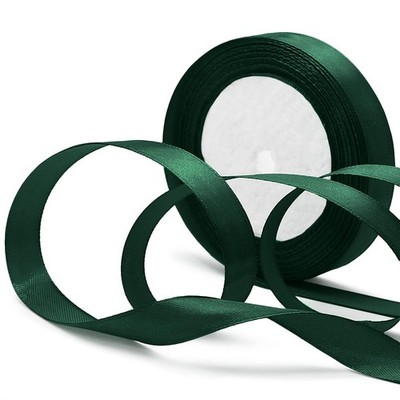 Dark Green Satin Fabric Ribbon 5/8 Inch x 25 Yards for Gift Wrapping