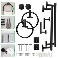 10 PCS Stainless Steel Bathroom Accessory Set Towel Bar Toilet Paper Holder